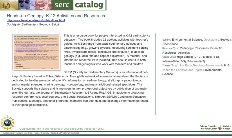 Serc: Hands on Geology: K 12 Activities and Resources Lesson Plan Serc: Hands on Geology: K 12 Activities and Resources Lesson Plan