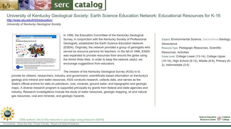 Serc: Uk Geological Society: Earth Science Education Network: Resources K 16 Website Serc: Uk Geological Society: Earth Science Education Network: Resources K 16 Website