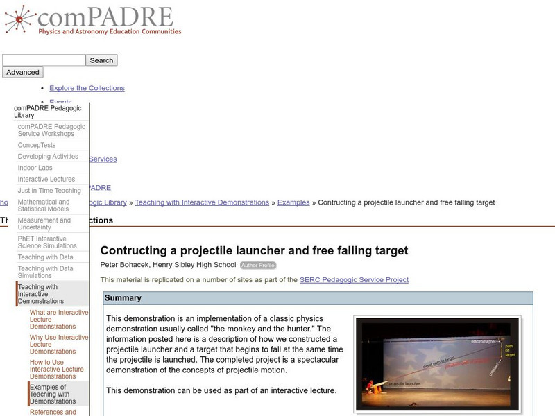 Serc: Constructing a Projectile Launcher and Free Falling Target Lesson Plan Serc: Constructing a Projectile Launcher and Free Falling Target Lesson Plan