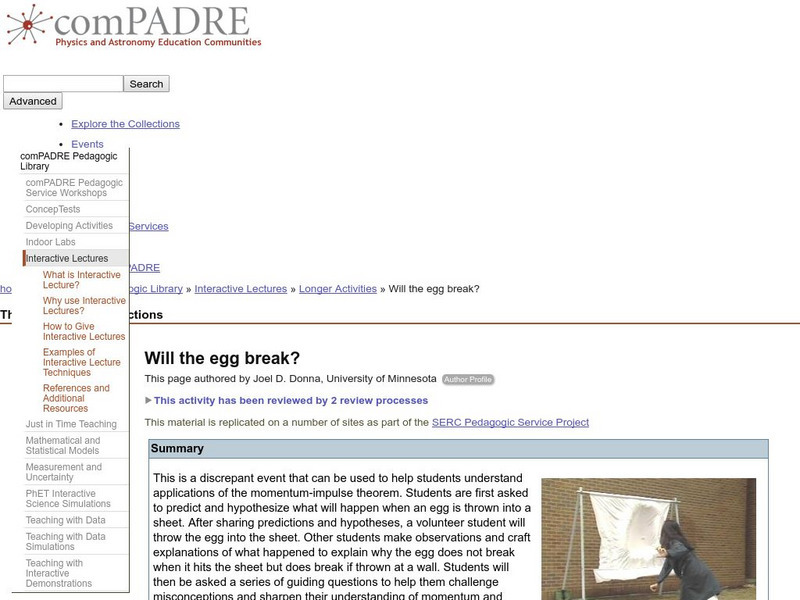 Serc: Com Padre: Will the Egg Break? Lesson Plan Serc: Com Padre: Will the Egg Break? Lesson Plan