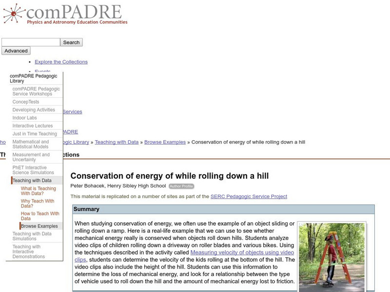 Serc: Conservation of Energy of While Rolling Down a Hill Lesson Plan Serc: Conservation of Energy of While Rolling Down a Hill Lesson Plan