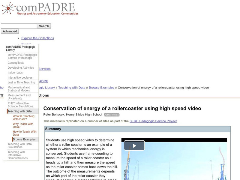Serc: Conservation of Energy of a Rollercoaster Using High Speed Video Lesson Plan Serc: Conservation of Energy of a Rollercoaster Using High Speed Video Lesson Plan
