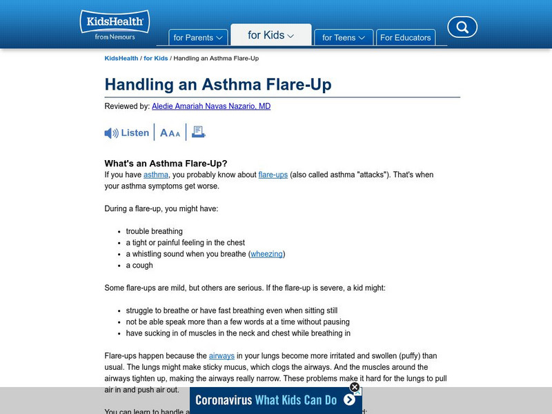 Kids Health: What Happens During an Athsma Flare Up? Instructional Video