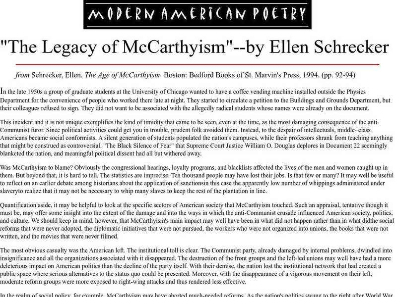 University of Illinois: The Legacy of Mc Carthyism Website University of Illinois: The Legacy of Mc Carthyism Website