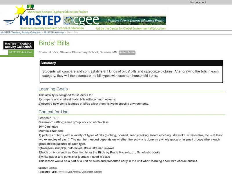Serc: Birds' Bills Lesson Plan Serc: Birds' Bills Lesson Plan