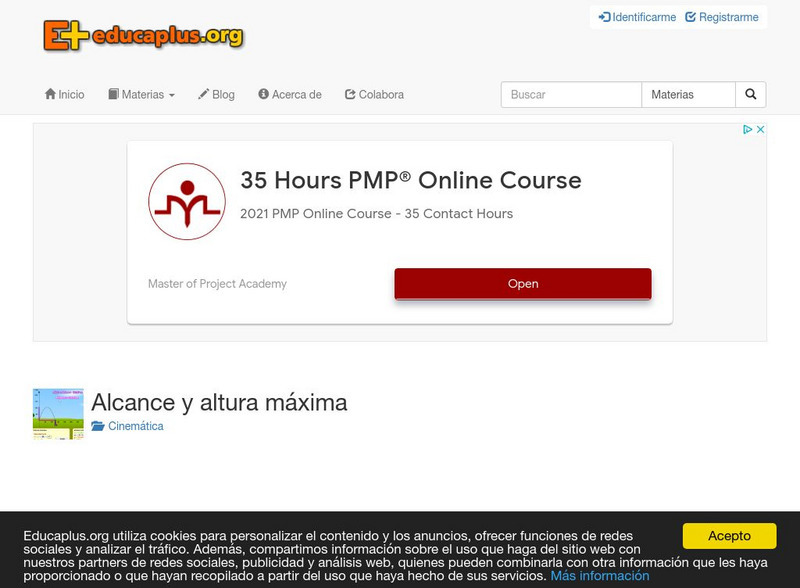 Educaplus: Altura Maxima Y Alcance [In Spanish] Activity