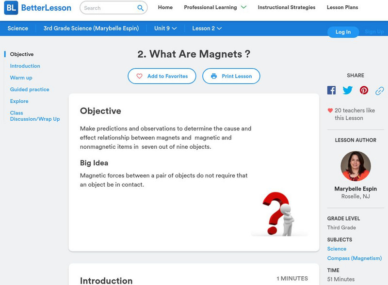 Better Lesson: 2. What Are Magnets ? Lesson Plan Better Lesson: 2. What Are Magnets ? Lesson Plan