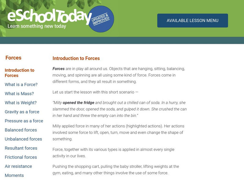 E School Today: All About Forces Handout