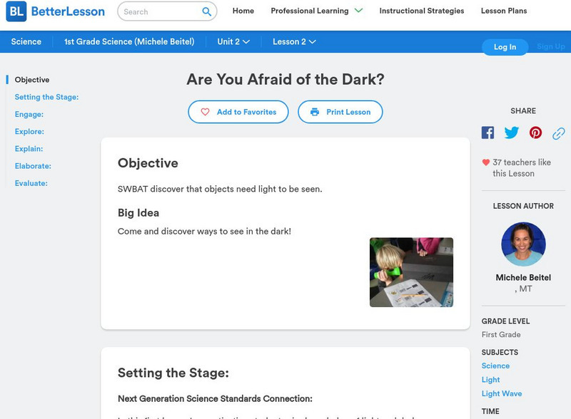 Better Lesson: Are You Afraid of the Dark? Lesson Plan Better Lesson: Are You Afraid of the Dark? Lesson Plan