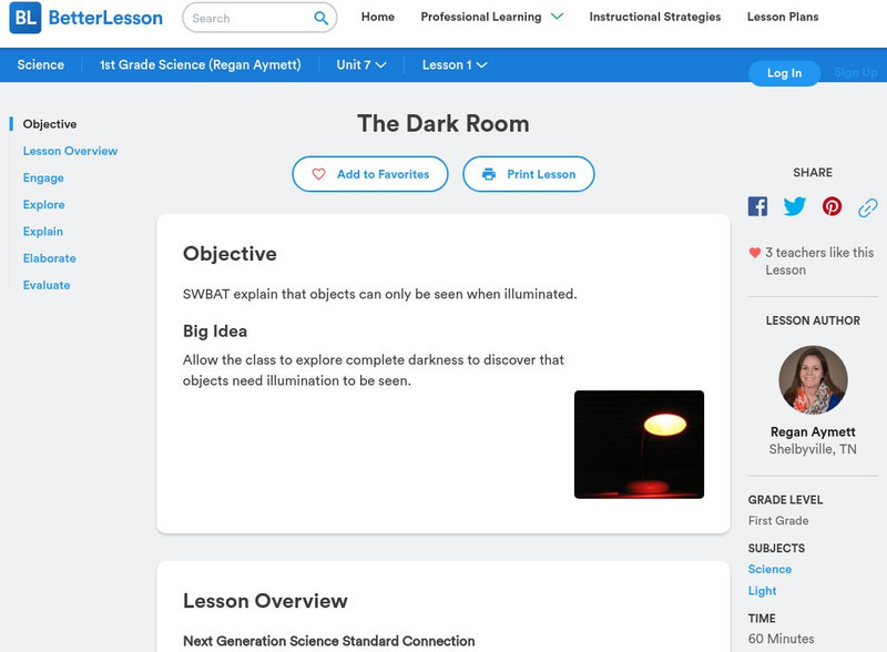 Better Lesson: The Dark Room Lesson Plan Better Lesson: The Dark Room Lesson Plan