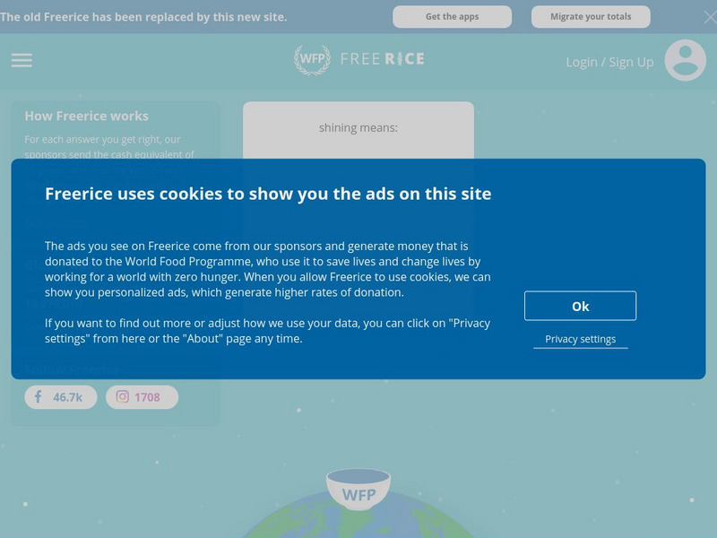 World Food Programme: Free Rice: Identify Countries on the Map Interactive