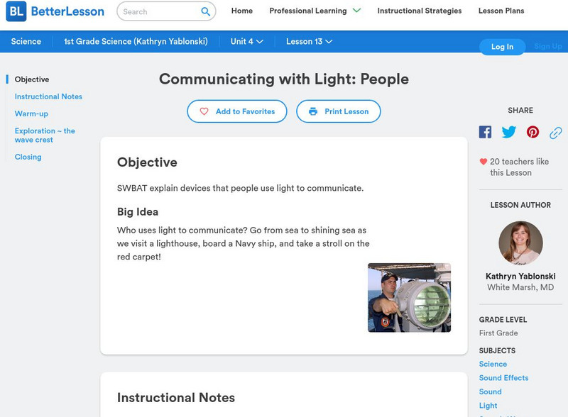 Better Lesson: Communicating With Light: People Lesson Plan Better Lesson: Communicating With Light: People Lesson Plan