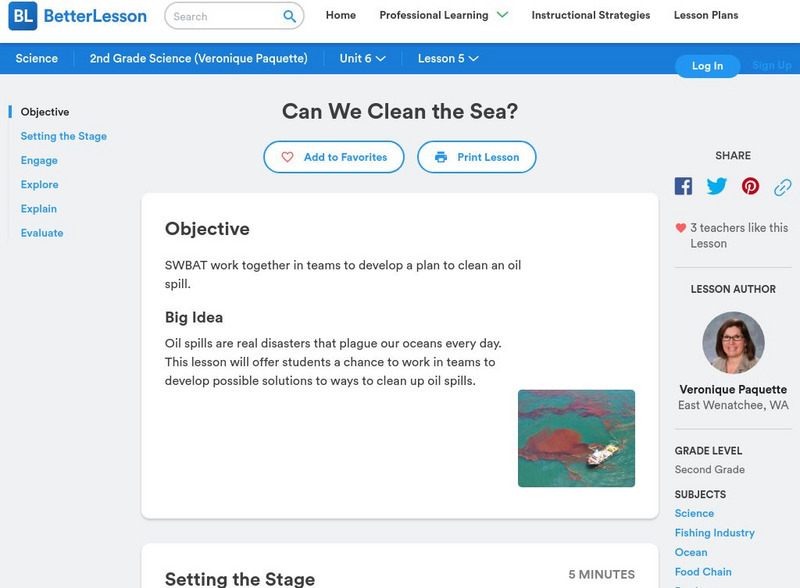 Better Lesson: Can We Clean the Sea? Lesson Plan Better Lesson: Can We Clean the Sea? Lesson Plan