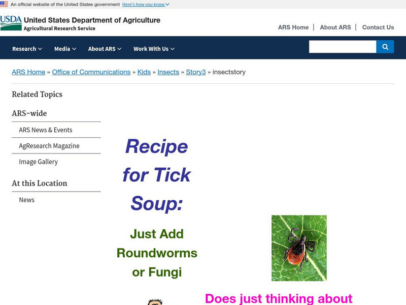 Us Dept. Of Agriculture: Agricultural Research Service: Recipe for Tick Soup Handout Us Dept. Of Agriculture: Agricultural Research Service: Recipe for Tick Soup Handout