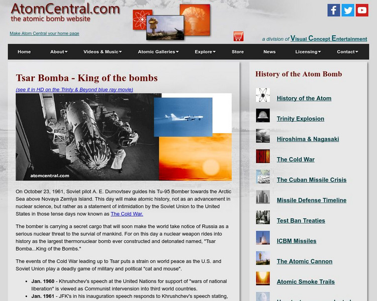 Atom Central: Tsar Bomba King of the Bombs Article Atom Central: Tsar Bomba King of the Bombs Article