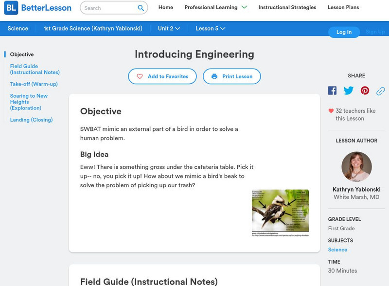 Better Lesson: Introducing Engineering Lesson Plan Better Lesson: Introducing Engineering Lesson Plan