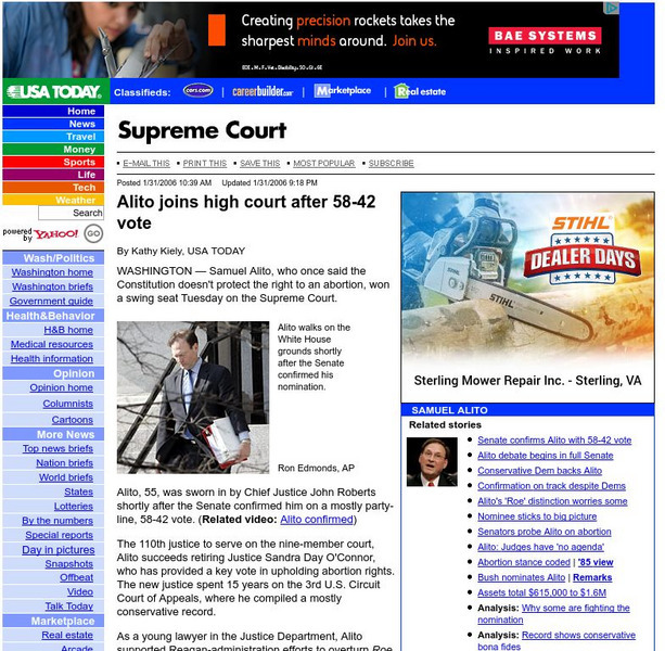 Usa Today: Alito Joins High Court After 58 42 Vote Website Usa Today: Alito Joins High Court After 58 42 Vote Website
