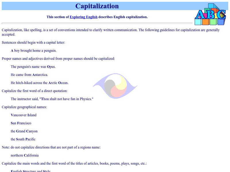 Shared Visions Unlimited: Capitalization Handout Shared Visions Unlimited: Capitalization Handout