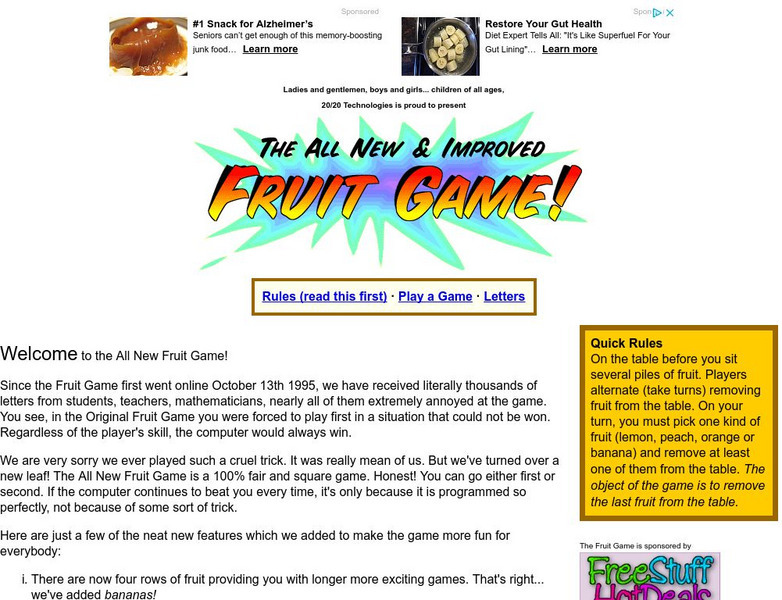 20/20 Technologies: The Fruit Game (Using Patterns) Interactive