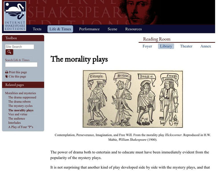 University of Victoria: Morality Plays Website