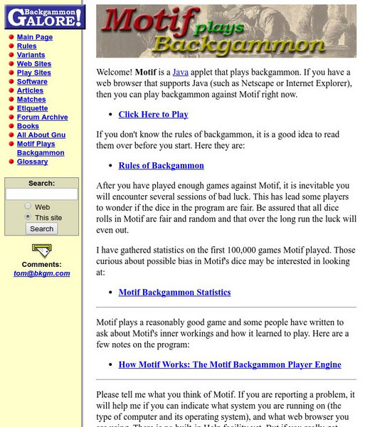 Motif Plays Backgammon: A Game of Strategy Activity