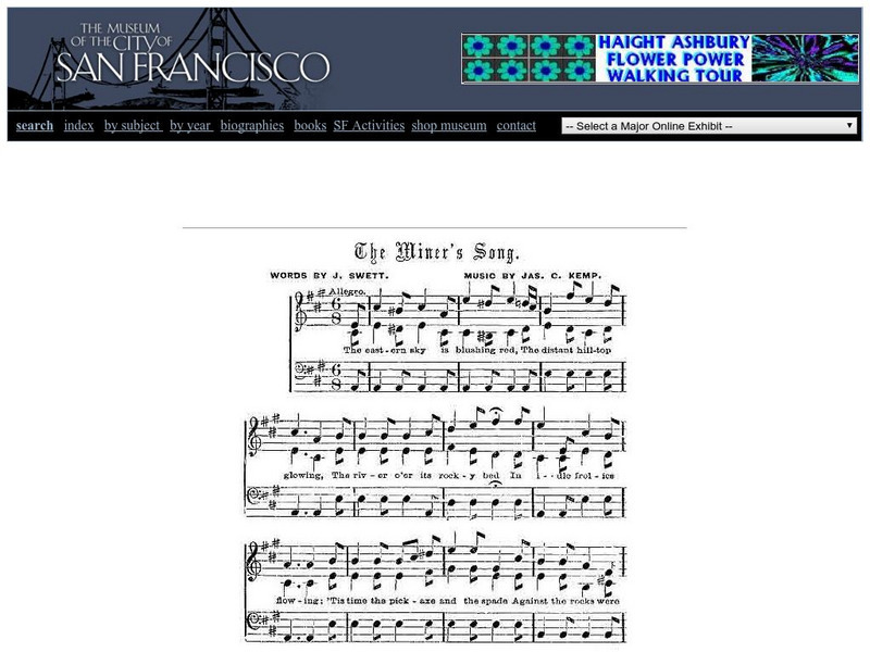 Virtual Museum of the City of San Francisco: The Miner's Song Primary Virtual Museum of the City of San Francisco: The Miner's Song Primary
