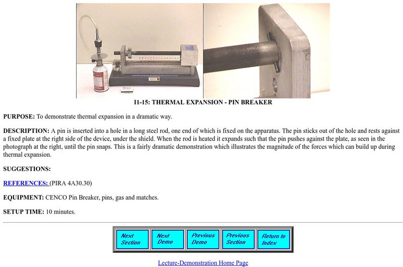 University of Maryland: Thermal Expansion Pin Breaker Activity University of Maryland: Thermal Expansion Pin Breaker Activity