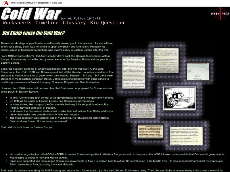National Archives Uk: Cold War Soviet Policy 1945 1948 Unit Plan National Archives Uk: Cold War Soviet Policy 1945 1948 Unit Plan