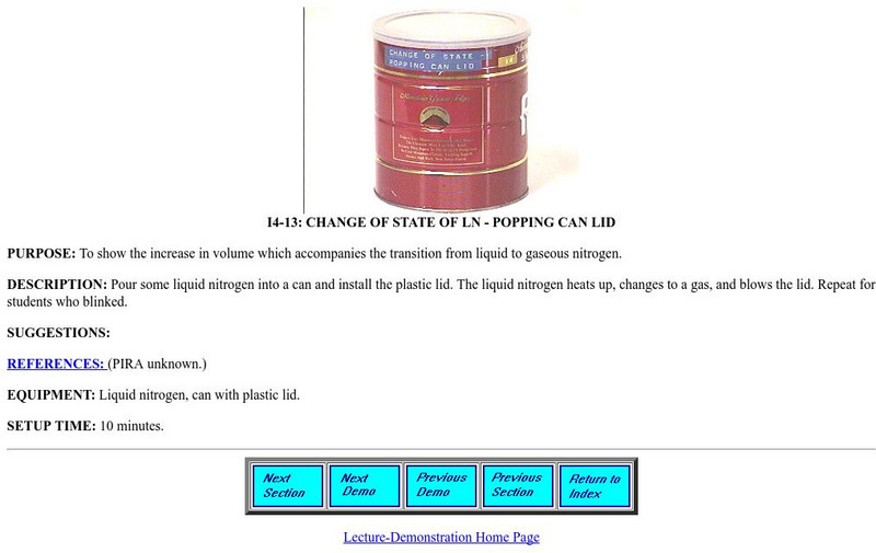 U. Of Maryland: Change of State of Liquid Nitrogen Activity U. Of Maryland: Change of State of Liquid Nitrogen Activity