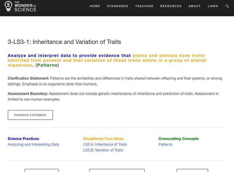 The Wonder of Science: 3 Ls3 1: Inheritance and Variation of Traits Lesson Plan