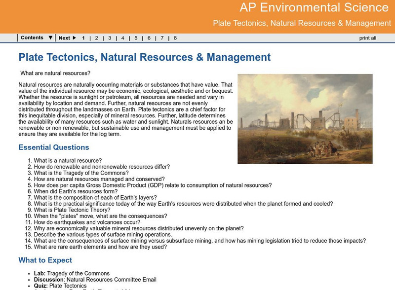 Ga Virtual Learning: Ap Environmental Science: Plate Tectonics,natural Resources Unit Plan Ga Virtual Learning: Ap Environmental Science: Plate Tectonics,natural Resources Unit Plan