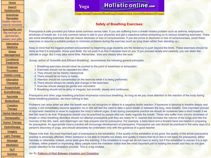 Safety of Breathing Exercises Handout Safety of Breathing Exercises Handout