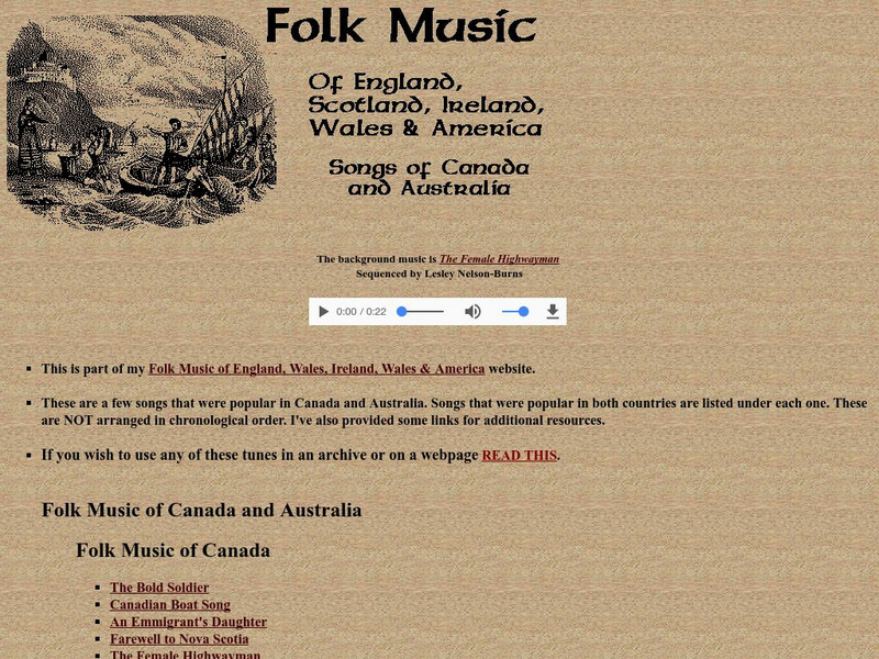 Folk Music of Canada and Australia Website
