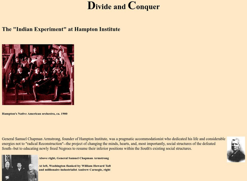 Divide and Conquer: The "Indian Experiment" at Hampton Institute Article Divide and Conquer: The "Indian Experiment" at Hampton Institute Article