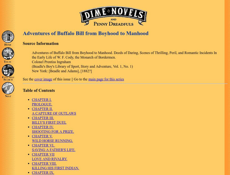 Dime Novels: Adventures of Buffalo Bill From Boyhood to Manhood eBook Dime Novels: Adventures of Buffalo Bill From Boyhood to Manhood eBook