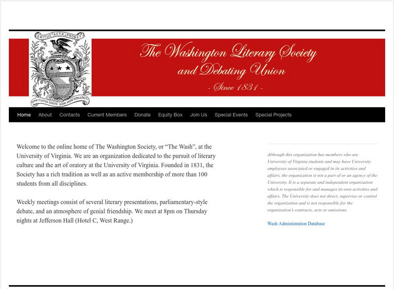 The Washington Literary Society and Debating Union Website The Washington Literary Society and Debating Union Website