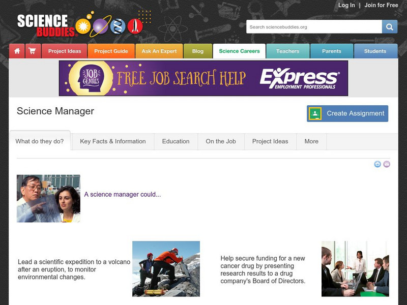 Science Buddies: Career Profile: Science Manager Website Science Buddies: Career Profile: Science Manager Website