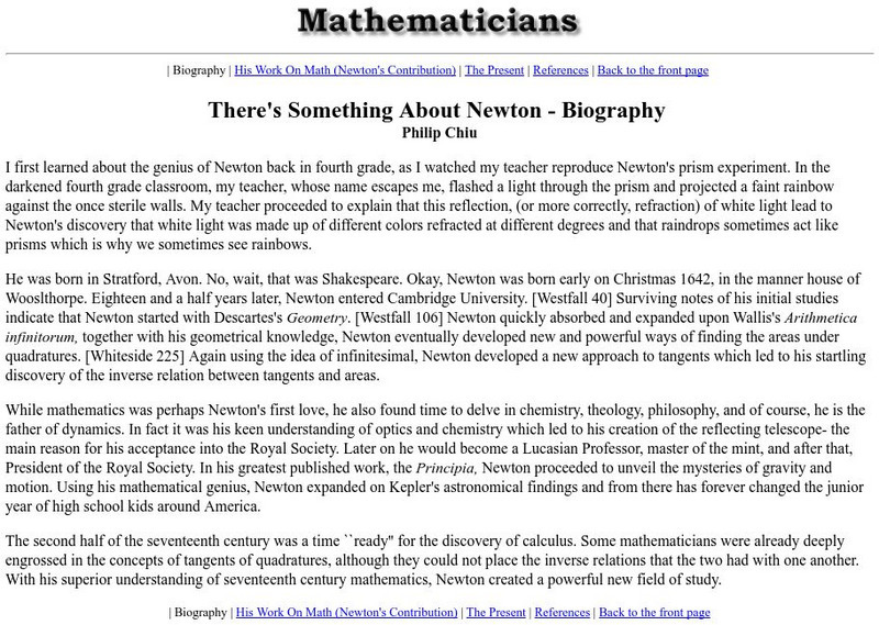 University of California Berkeley: Isaac Newton Handout University of California Berkeley: Isaac Newton Handout