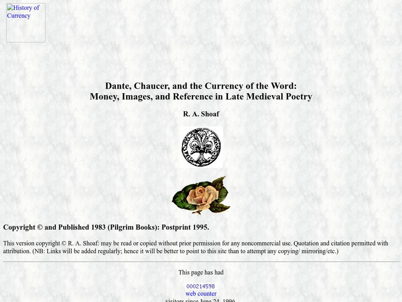 University of Florida: Dante, Chaucer, and the Currency of the Word Unit Plan University of Florida: Dante, Chaucer, and the Currency of the Word Unit Plan