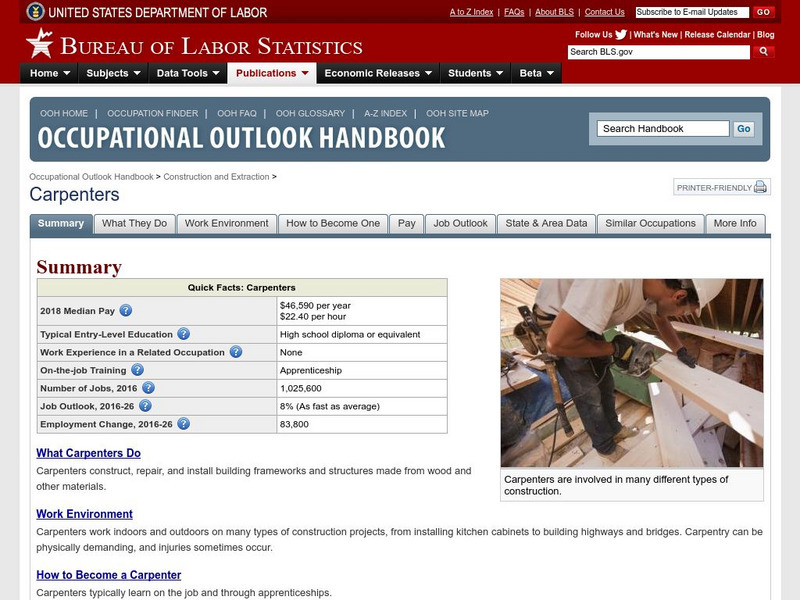 Bureau of Labor Statistics: Carpenter Handout