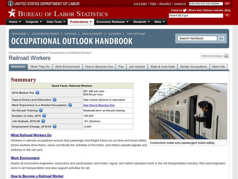 Bureau of Labor Statistics: Railroad Occupations Handout