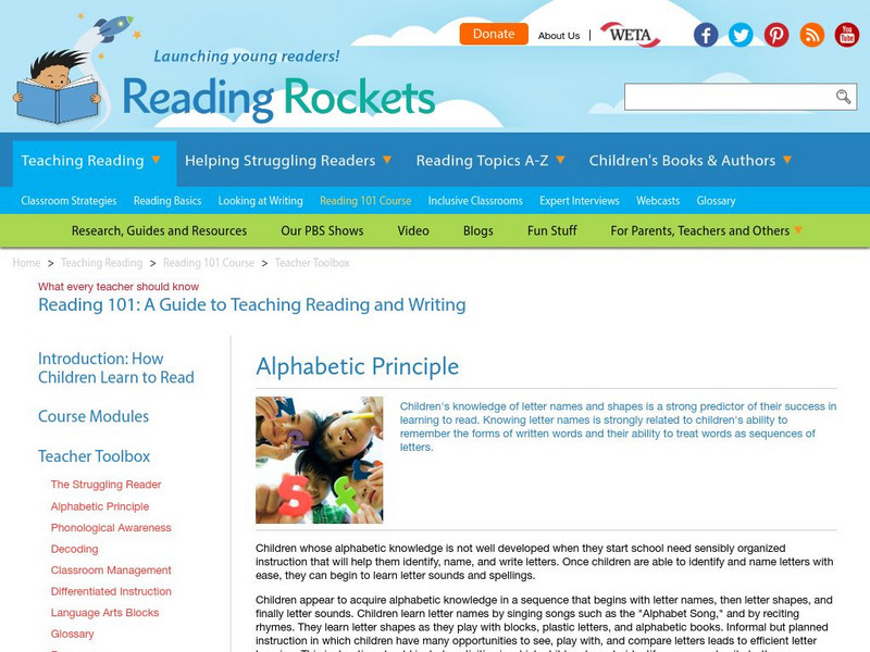 Reading Rockets: The Alphabetic Principle Professional Doc Reading Rockets: The Alphabetic Principle Professional Doc