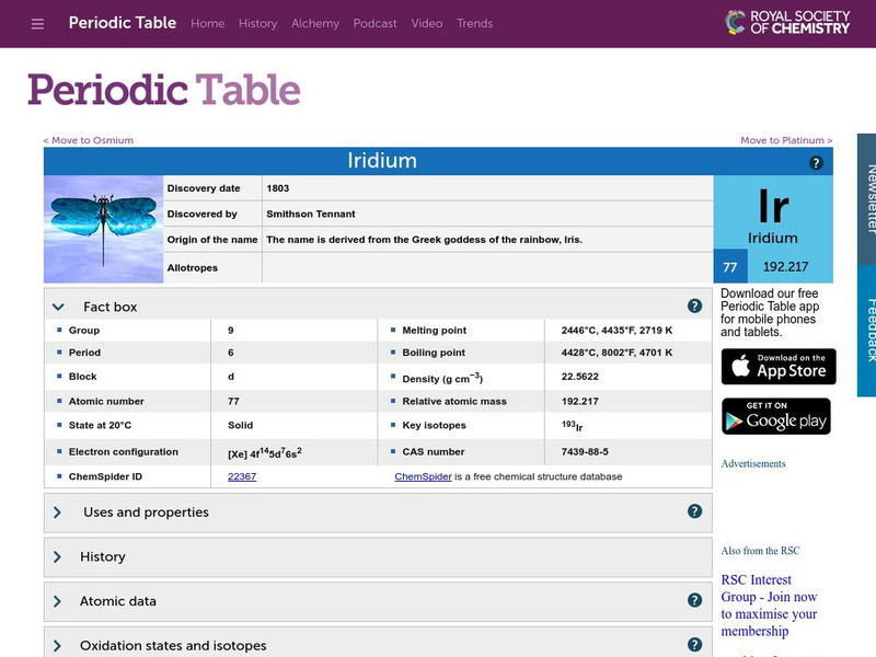 Chemical Society: Iridium Website Chemical Society: Iridium Website