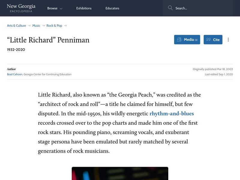 New Georgia Encyclopedia: "Little Richard" Penniman Handout