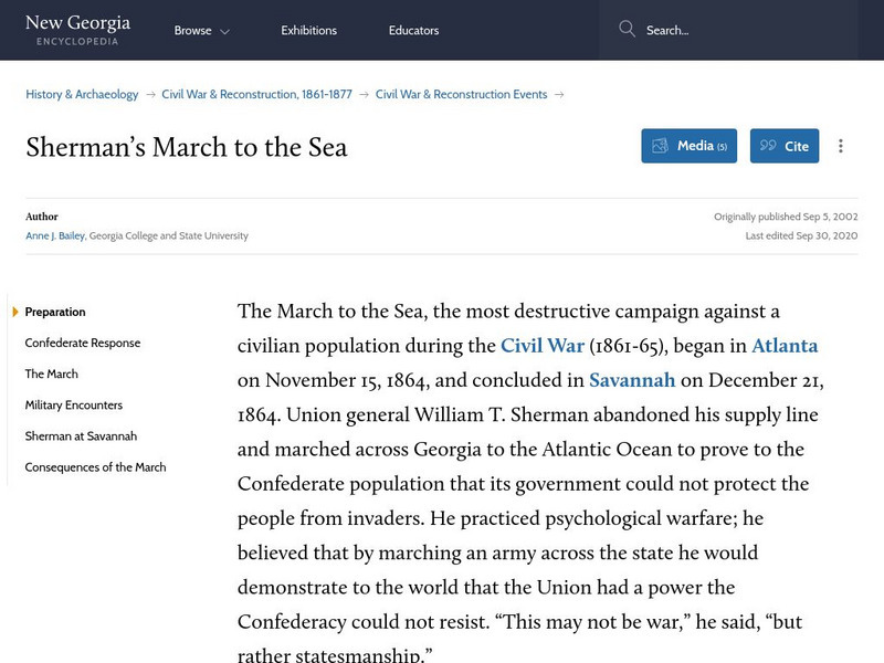 New Georgia Encyclopedia: Sherman's March to the Sea Handout New Georgia Encyclopedia: Sherman's March to the Sea Handout