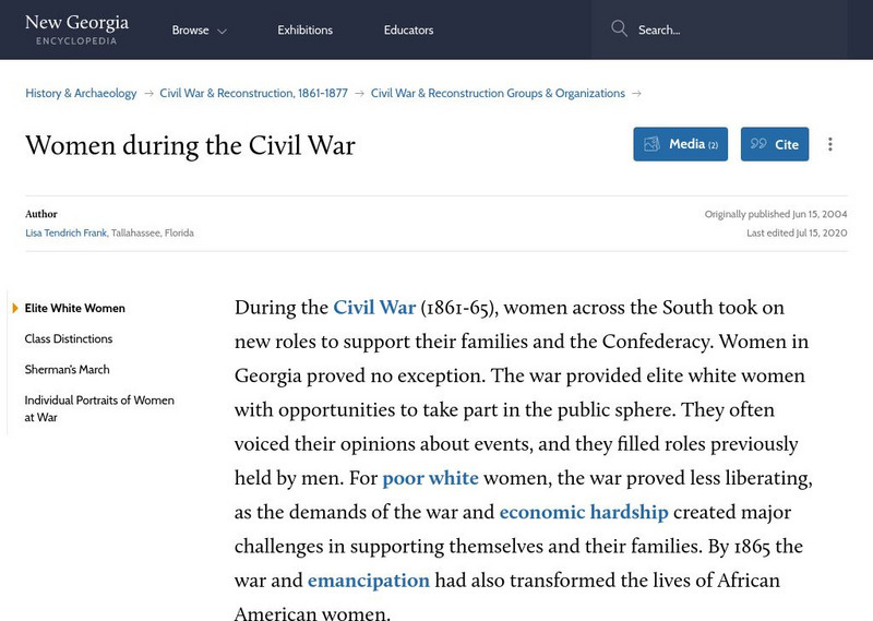 New Georgia Encyclopedia: Women During the Civil War Handout New Georgia Encyclopedia: Women During the Civil War Handout
