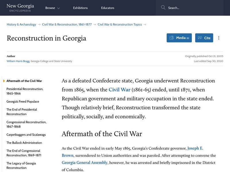 New Georgia Encyclopedia: Reconstruction in Georgia Handout New Georgia Encyclopedia: Reconstruction in Georgia Handout