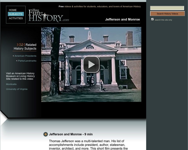 Have Fun With History: Jefferson and Monroe Instructional Video Have Fun With History: Jefferson and Monroe Instructional Video