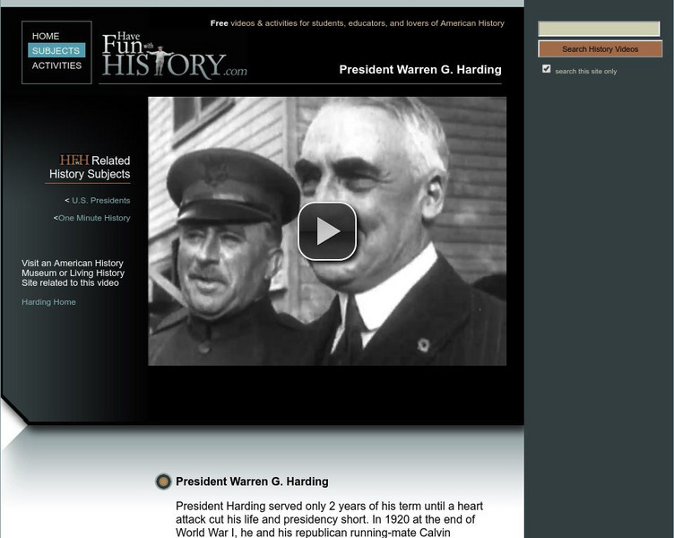Have Fun With History: President Warren G. Harding Instructional Video Have Fun With History: President Warren G. Harding Instructional Video