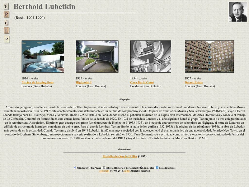 E Pd Lp: Berthold Lubetkin Handout E Pd Lp: Berthold Lubetkin Handout